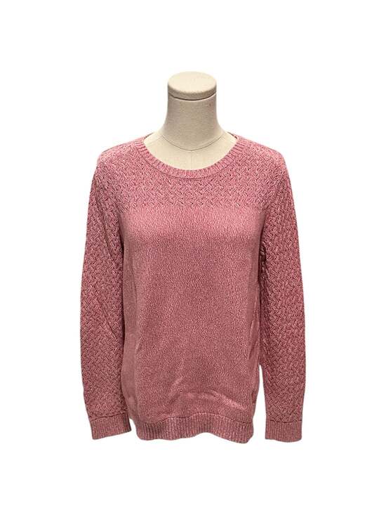 LOFT Sweaters - LOFT Pink Textured Waffle Knit Crew Neck Sweater Women’s Size Largr